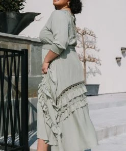 BB Custom Dresses Pippa Ruffle Maxi Dress | Sage