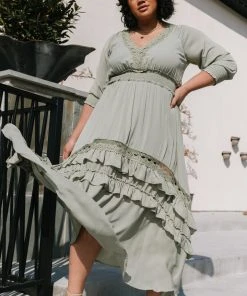 BB Custom Dresses Pippa Ruffle Maxi Dress | Sage