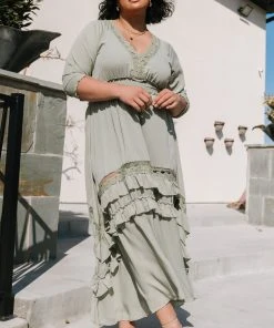 BB Custom Dresses Pippa Ruffle Maxi Dress | Sage