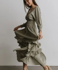 BB Custom Dresses Pippa Ruffle Maxi Dress | Sage