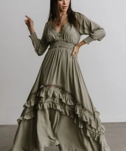 BB Custom Dresses Pippa Ruffle Maxi Dress | Sage