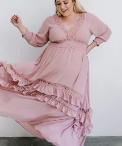 BB Custom Dresses Pippa Ruffle Maxi Dress | Vintage Rose