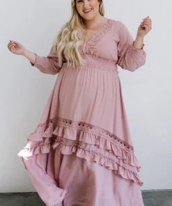 BB Custom Dresses Pippa Ruffle Maxi Dress | Vintage Rose