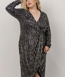 MA Poland Sequin Midi Dress | Black Dresses
