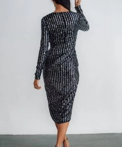 MA Poland Sequin Midi Dress | Black Dresses