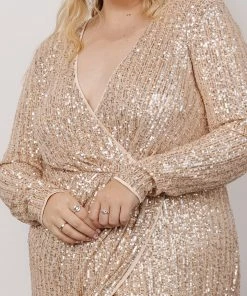 MA Poland Sequin Midi Dress | Champagne Dresses