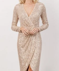 MA Poland Sequin Midi Dress | Champagne Dresses