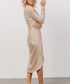 MA Poland Sequin Midi Dress | Champagne Dresses