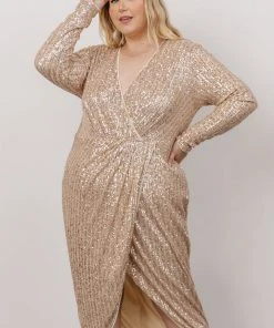 MA Poland Sequin Midi Dress | Champagne Dresses