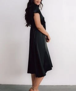 JH Poppy Satin Midi Dress | Black