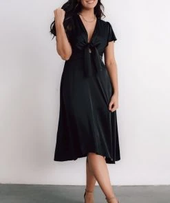 JH Poppy Satin Midi Dress | Black