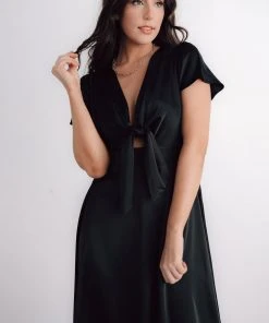 JH Poppy Satin Midi Dress | Black