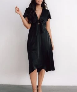 JH Poppy Satin Midi Dress | Black