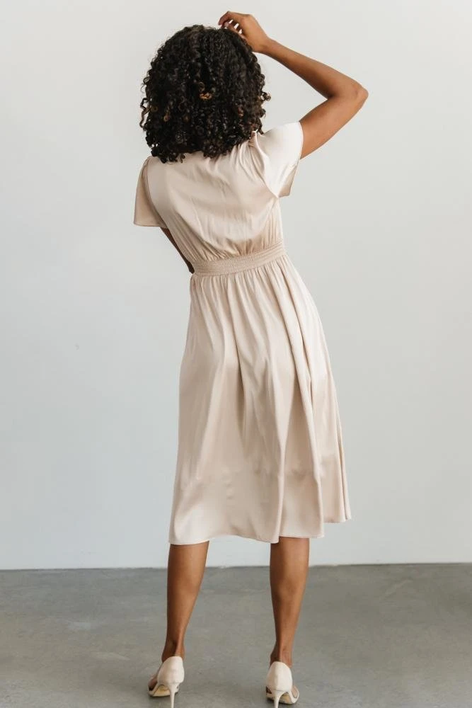 JH Dresses Poppy Satin Midi Dress | Champagne 4 JH Dresses Poppy Satin Midi Dress | Champagne