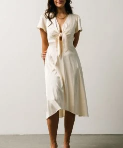 JH Dresses Poppy Satin Midi Dress | Ivory