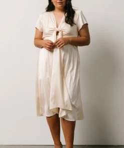 JH Dresses Poppy Satin Midi Dress | Ivory