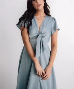 JH Dresses Poppy Satin Midi Dress | Light Blue