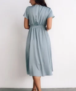 JH Dresses Poppy Satin Midi Dress | Light Blue