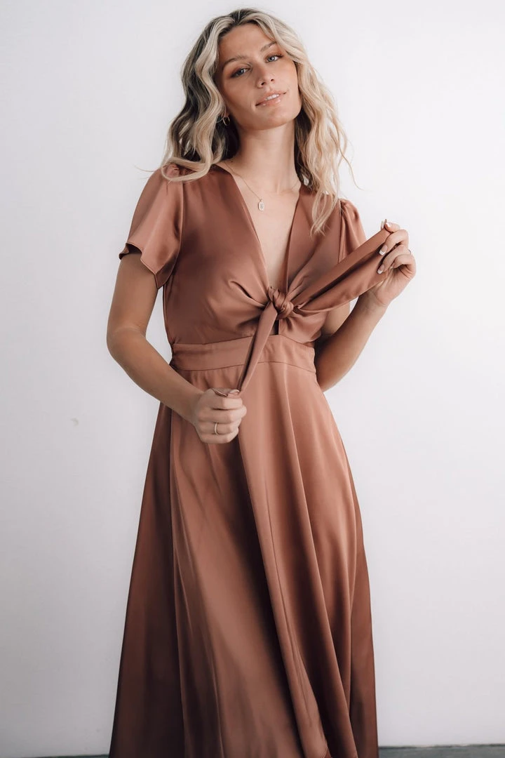 JH Poppy Satin Midi Dress | Rosy Brown 3 JH Poppy Satin Midi Dress | Rosy Brown