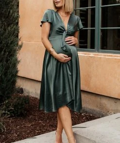 JH Poppy Satin Midi Dress | Winter Green
