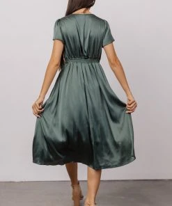 JH Poppy Satin Midi Dress | Winter Green