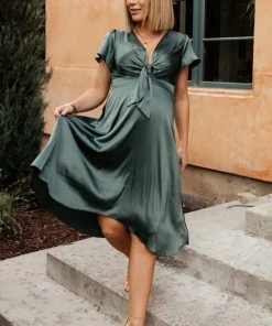 JH Poppy Satin Midi Dress | Winter Green