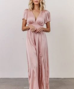 RR Prague Satin Maxi Dress | Blush