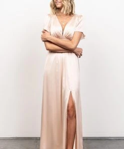 RR Dresses Prague Satin Maxi Dress | Champagne