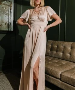 RR Dresses Prague Satin Maxi Dress | Champagne