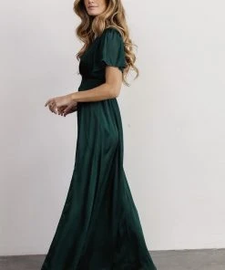 RR Prague Satin Maxi Dress | Dark Green Dresses
