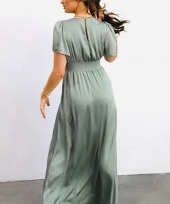 RR Prague Satin Maxi Dress | Eucalyptus