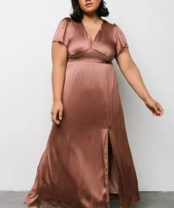 RR Prague Satin Maxi Dress | Rosy Brown Dresses