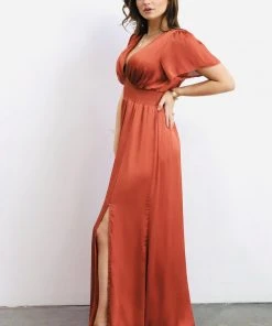 RR Prague Satin Maxi Dress | Rust Dresses