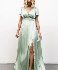 RR Dresses Prague Satin Maxi Dress | Sage