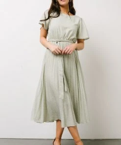 POL Dresses Prim Pleated Dress | Yellow + Sage Floral
