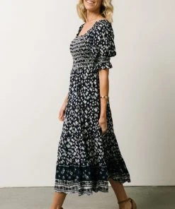IL Dresses Ramona Smocked Midi Dress | Navy Floral Print