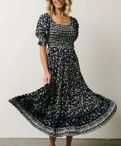 IL Dresses Ramona Smocked Midi Dress | Navy Floral Print