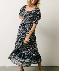IL Dresses Ramona Smocked Midi Dress | Navy Floral Print