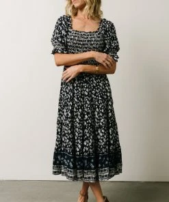 IL Dresses Ramona Smocked Midi Dress | Navy Floral Print