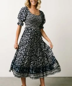 IL Dresses Ramona Smocked Midi Dress | Navy Floral Print