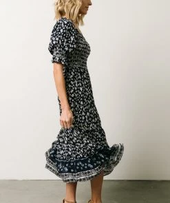IL Dresses Ramona Smocked Midi Dress | Navy Floral Print