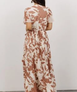 Soi Ranier Pleated Wrap Maxi Dress | Rosy Brown Print