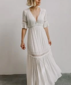 AK Rayne Deep V Maxi Dress | White