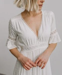 AK Rayne Deep V Maxi Dress | White