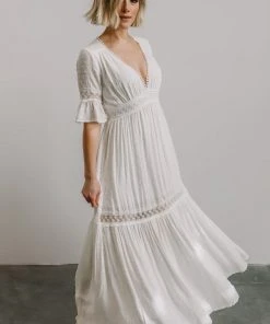 AK Rayne Deep V Maxi Dress | White