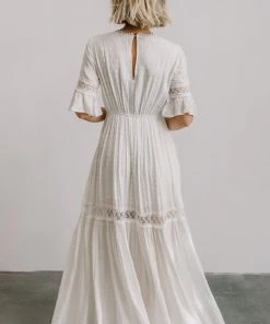 AK Rayne Deep V Maxi Dress | White