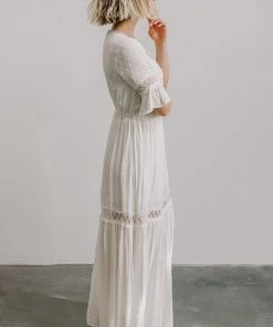 AK Rayne Deep V Maxi Dress | White