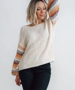 LUM Robledo Chunky Knit Stripe Sweater | Oatmeal