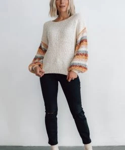 LUM Robledo Chunky Knit Stripe Sweater | Oatmeal