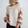 LUM Robledo Chunky Knit Stripe Sweater | Oatmeal